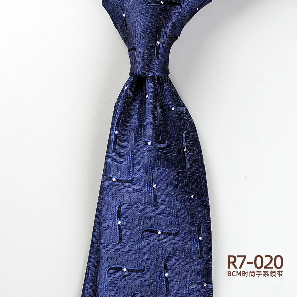 Men's Fashion Silk Tie 8cm Striped Novelty Necktie Blue Green Orange Color Ties For Men Floral Party Ties Wedding Business Gift