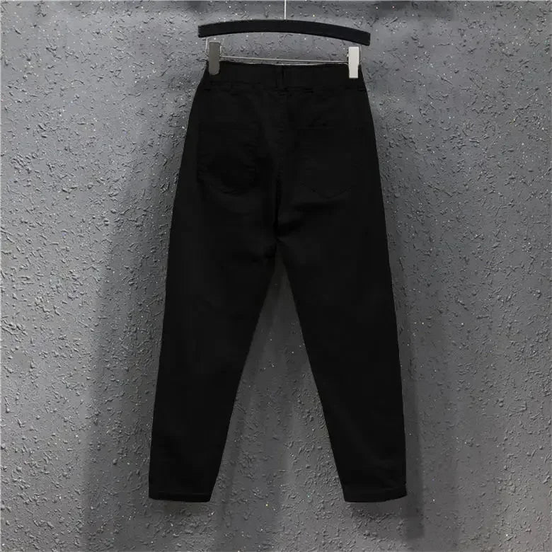 Woman Jeans Pants Denim Cropped Women's Autumn Casual Pants Elastic Waist Loose Feet Pantalones Vaqueros Mujer