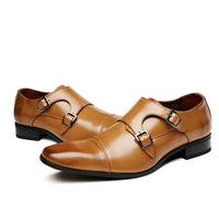 Leather Men Dress Shoes Loafers 2022 New Double Strap Buckles Designer Casual Leather Shoes for Men Business Formal Wedding Shoe