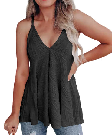 2024 Europe and the United States summer new women's V-neck casual  Tank Tops tops T-shirt