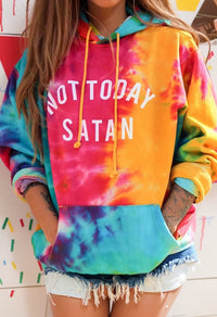 Fashion Color Tie Dye Thickened Hooded Pullover