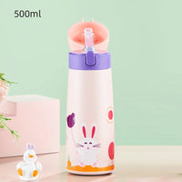 Stainless Steel Straw Insulated Cup with Box Cartoon Leak Proof Vacuum Bottle Children's Insulated Water Bottle Insulated Cup