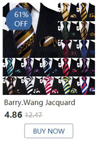 Barry.Wang Gold Silk Mens Tie Hanky Cufflinks Set Yellow Beige Orange Luxury Jacquard Necktie For Male Wedding Business Party