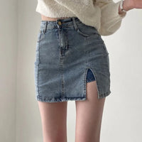 Rimocy Korean High Wiast Denim Mini Skirt Women Summer Sexy Tight Bag Hip Skirts Woman 2023 Slim Fit Y2K Short Skirts Female