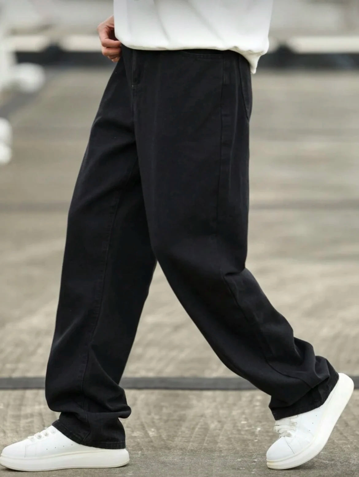 Men's Wide Leg Jeans - Oversized Straight Fit Denim Pants with Casual Drop Crotch
