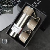 304 stainless steel insulated cup, three-lid business gift cup, gift box water cup