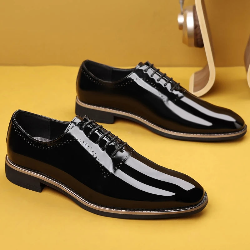 Luxury Men Oxford Shoes High Quality Patent Leather Men Shoes Comfortable Dress Wedding Party Shoes Classic Business Formal Shoe