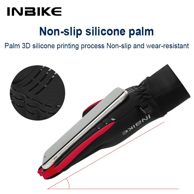 INBIKE Winter Gloves for Men Women Thermal Fleece Cycling Gloves Full Finger Touchscreen Anti-Shock Road Mountain Bicycle Gloves