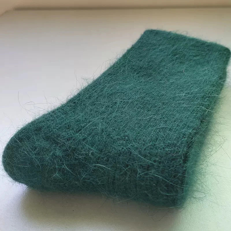 Wool Socks for Women Autumn Winter Medium Tube Socks Thickened With Wool Warm Rabbit Hair Socks Winter Black Cashmere Stockings