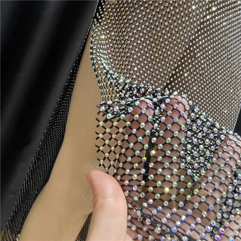 Sexy See Through Rhinestone Club Split Dress Women Crystal Glitter Eve Mega Mart Center Sexy See Through Rhinestone Club Split Dress Women Crystal Glitter Eve Mega Mart Center