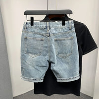 Man Denim Shorts Graphic Straight Short Jeans Pants for Men Luxury Novelty in Y2k Fashion Buttons Summer Xl Sale Original New