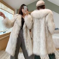 Winter fox fur imitation fur coat women's long new warm raccoon fur coat large size leisure windbreaker