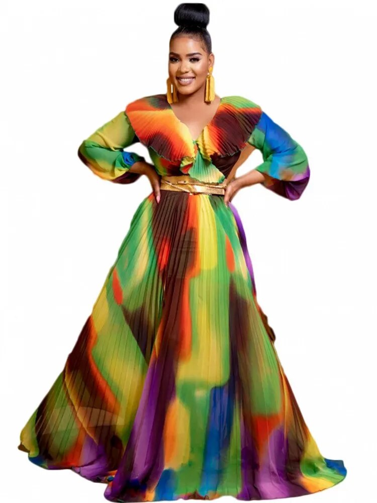 No Belt African Dresses For Women Plus Size 2023 Summer Party Long Sleeve Maxi Dress Elegant Kaftan Muslim Gown Ladies Clothing