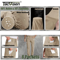 TACVASEN Summer Lightweight Trousers Mens Fishing Pants Outdoor Hiking Nylon Quick Dry Pockets Cargo Pants Casual Work Trousers