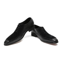 Luxury Men Oxford Shoes Lace up Toe Black Formal Men Shoes Dress Shoes Suede Patchwork Crocodile prints Leather Shoes Men