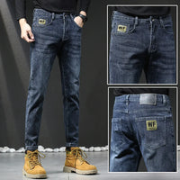 Jeans Spring and Autumn Fashion Jeans Men's Embroidery Elastic Slim Jeanadult Gentleman Comfortable Loose Senior High-end Man