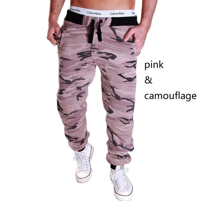 Sweatpants Men Camouflage Elasticity Military Cargo Pants Drawstring Multi Pockets Bottoms Casual Jogger Trousers