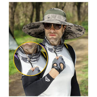 Men's Sun Hat With 15cm Wide Brim UPF 50+ Outdoor Cap for Hiking Fishing Camping Traveling Quick Dry Beach Fisherman Hat