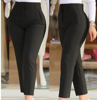 Elegant High Waist Cropped Work Pants For Women Black All-Match Daily Slim Office Formal Wear Fashion Women's Trousers