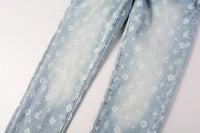 2025 American Jean Print Pants 9089 Style High Waist Loose Fit Straight Leg Blue Jeans Women's Fashion Casual Trousers