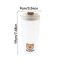 WORTHBUY Cute Bear Plastic Water Cup Large Capacity Water Bottle Travel Leak-proof Tumbler With Lid Portable Milk Coffee Cups