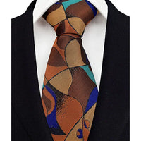 Luxury 8CM Mens Necktie Brown Orange Color Dot Stripes Ties For Man Groom Jacquard Woven Neck Tie For Business Wedding Party