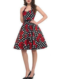 Elegant Women Pink Polka Dot Dress Summer Robe Hepburn 1950s 60s Vintage Sexy Halter Rockabilly Retro Party Dresses 2026 Vestido
