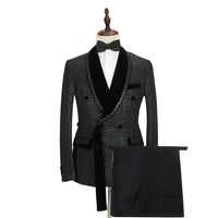 Fashionable Plaid Men's Suit 2 Piece Formal Party Suit for Male Wedding Groom Tuxedo Double Breasted Jacket Pants