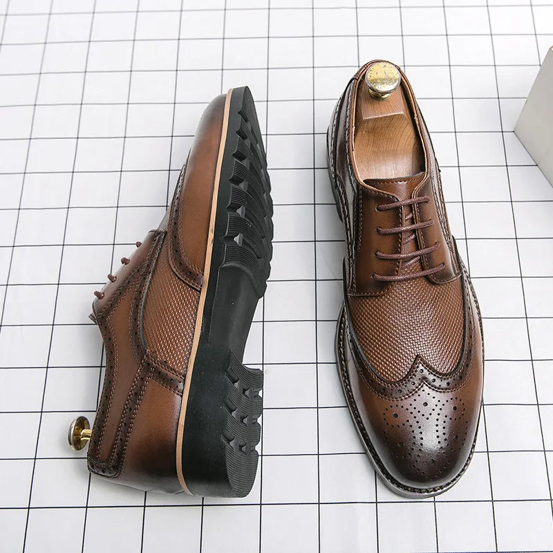 Handmade Oxford Shoes for Men Wingtip Leather Brogue Men's Dress Shoes Classic Business Formal Shoes Male Calfskin Leather Shoe
