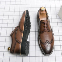 Handmade Oxford Shoes for Men Wingtip Leather Brogue Men's Dress Shoes Classic Business Formal Shoes Male Calfskin Leather Shoe