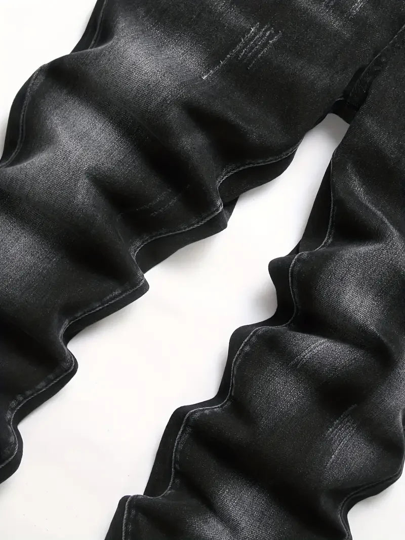 Men's Stretchy Denim Jeans For Men Simple Slim Casual Straight Fashion Classic Pants Cargo Denim Jeans Solid Streetwear Trousers