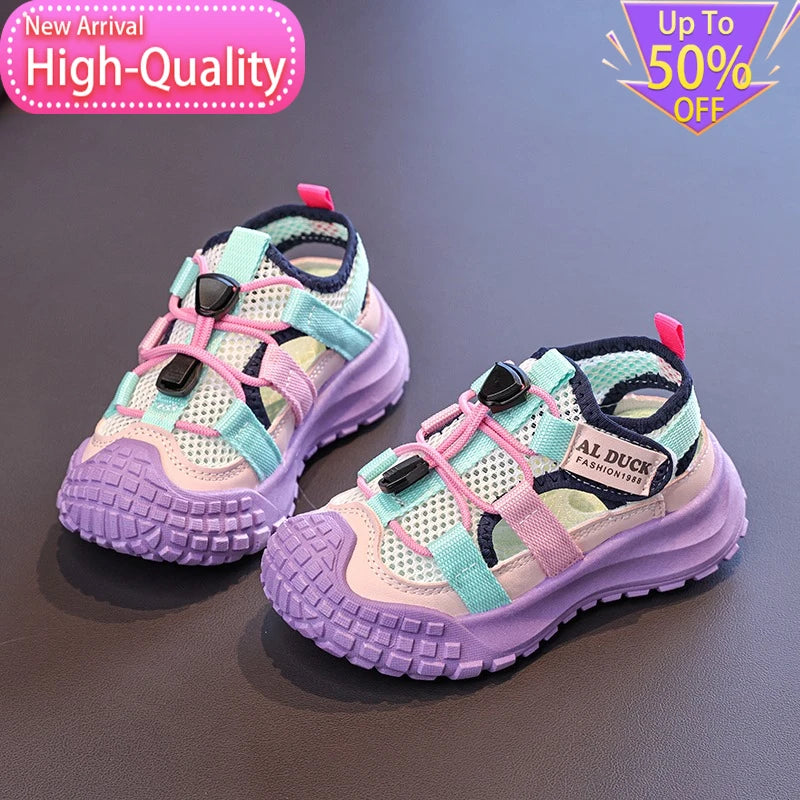 Spring New Mesh Breathable Childrens Sports Shoes Versatile Simple Campus Running Shoes Fashionable Foot Protection Casual Shoes