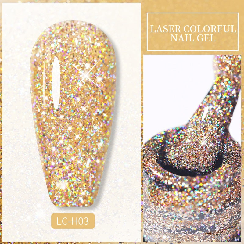 LILYCUTE 7ml Glitter Sequins Nail Gel Polish Gel Rose Gold Semi Permanent Hybrid Nail Art DIY Design Varnish