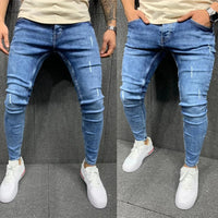 Mens Jeans Denim Distressed S 3xl Elastic Slim Fashion Men'S Pants Fashion Street Style Ripped Skinny Jeans