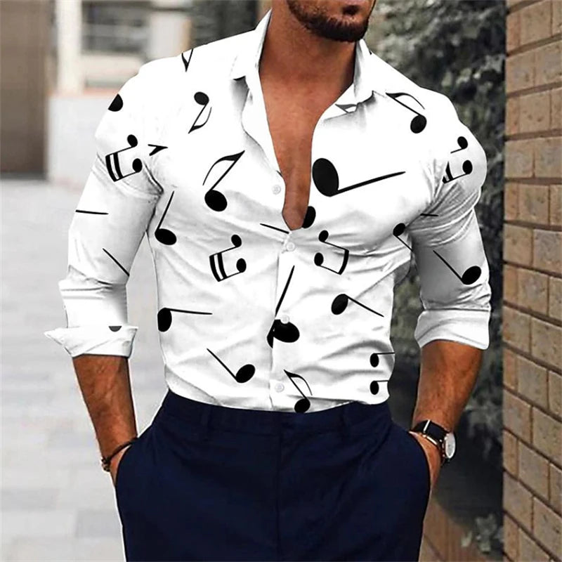 Men's shirt pattern shirt 3D printed shirt outdoor street long sleeved V-neck clothing fashion designer casual and comfortable