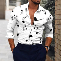 Men's shirt pattern shirt 3D printed shirt outdoor street long sleeved V-neck clothing fashion designer casual and comfortable