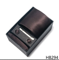 2025 New Design Fashion Brown Paisley Tie Handkerchief Cufflink Set For Men Necktie Clothing Accessories Birthday Present