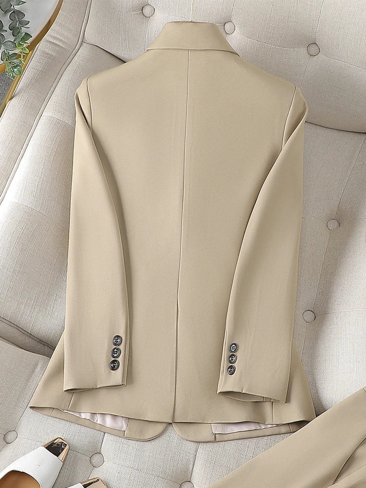 High Quality Long Sleeve Female Blazer Women Blue Coffee Khaki Single Button Slim Jacket Ladies Business Work Wear Formal Coat