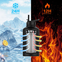 WATERSY 15oz/32oz Stainless Steel Thermal Mug with Handle, Large Capacity Insulated Tumbler Cup, Vacuum Flask Water Bottle