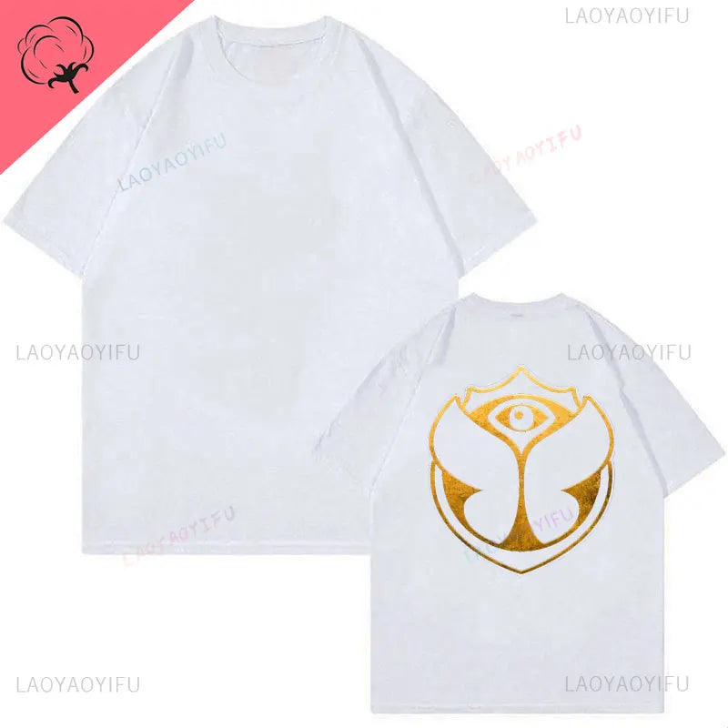 2025 Tomorrowlands Music EDC Electric Syllabic Wear Around The Disco Clothes Pure Cotton Man Women T-shirt Round Collar Tops