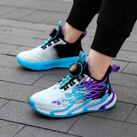 New waterproof leather-top rotary buckle children's sports casual shoes breathable running shoes for primary school students