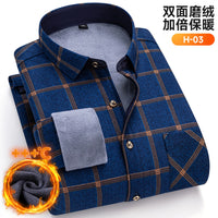 Winter Warm Men's Plaid Shirts Thickened Flannel Casual Menswear Long Sleeve Plus Size Office Workwear Casual Male Check Shirts