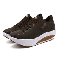 Ladies Casual Sports Shoes Breathable Comfortable Wedge Heel Thick Sole Sneakers Lace-up shoes