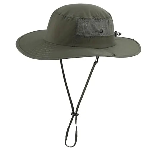 Connectyle UPF50+ Mens Sun Hat Wide Brim Adjustable Womens UV Protection Beach Bucket Hat for Fishing Hiking Snap Up Cowboy Hat