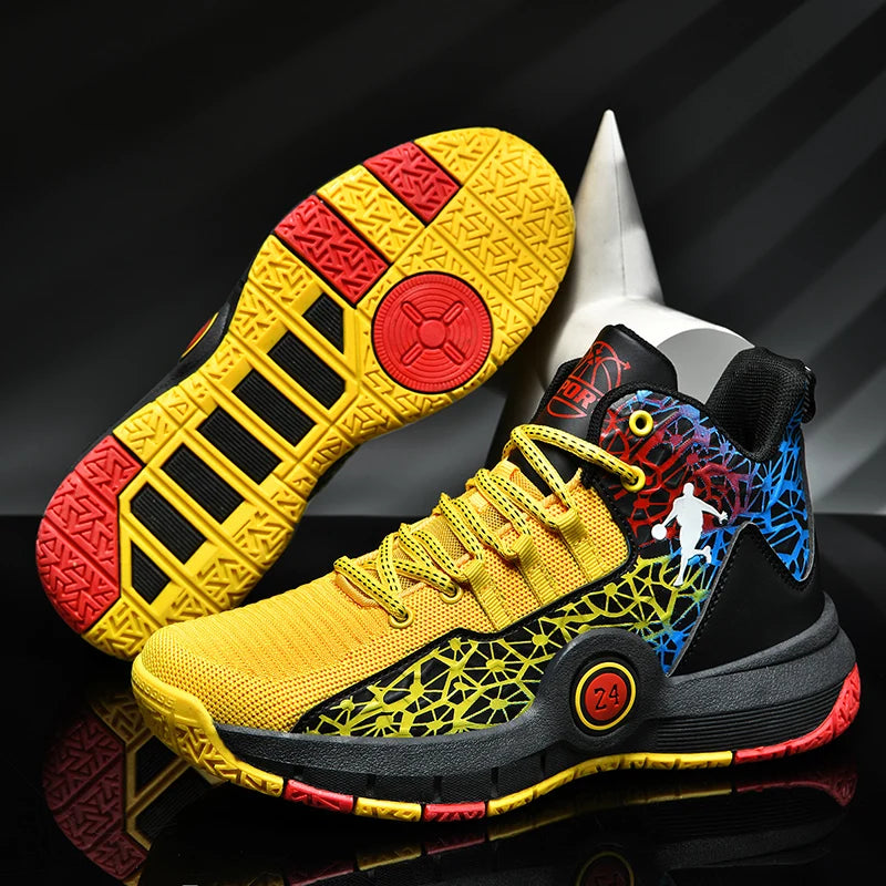 Basketball Shoes Men Field Training Non-slip High-top Luxyry Design Mesh Breathable Sneakers Pro Original Kids Basketball Boots