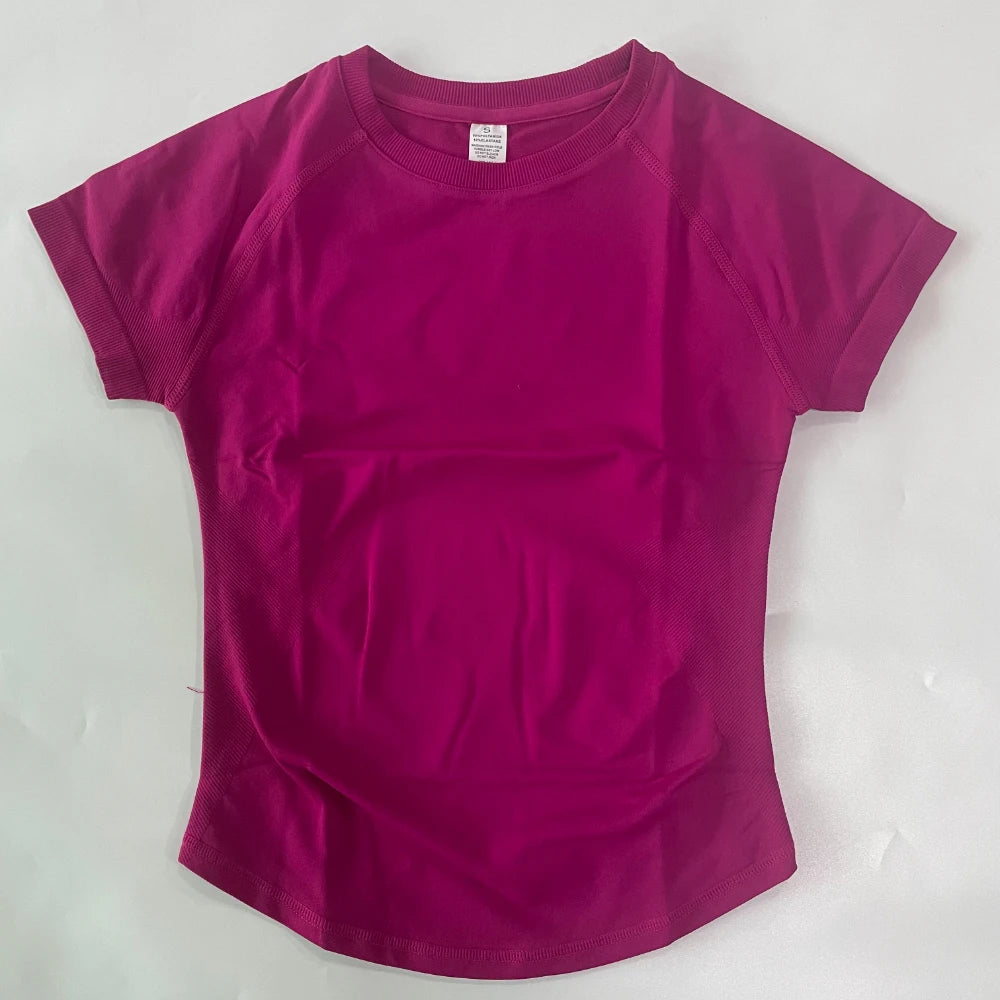 Longline Short Sleeve Top For Women Gym Crop Top Light Weight Yoga Top Shirt Stretchy Workout Clothes Running Sports Shirts