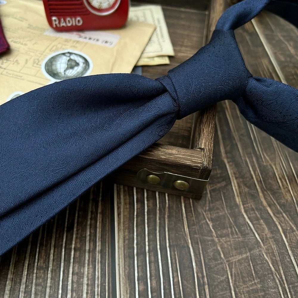 New Trendy Navy Brown Neckties For Men 7cm Formal Business Silk Neck Tie Shirt Suit Cravat Tuxedo Wedding Party Daily Wear Gifts