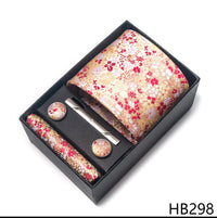 2025 New Design Fashion Brown Paisley Tie Handkerchief Cufflink Set For Men Necktie Clothing Accessories Birthday Present