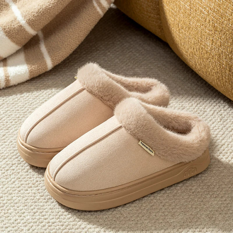 Winter Men Slippers Fur Warm Comfort Breathable Indoor Outdoor Non-slip Couple Fashion Snow Boots Casual Home Shoes
