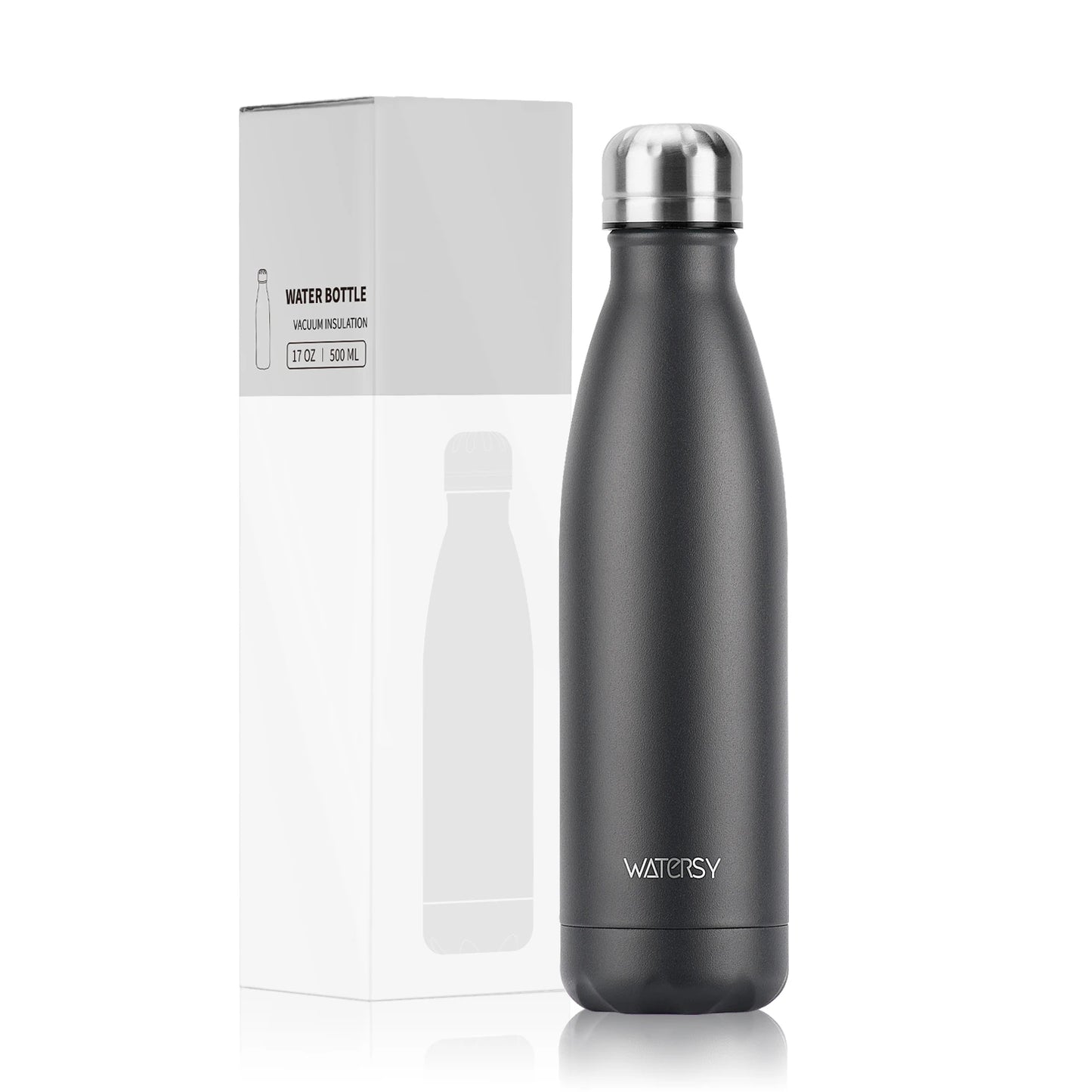 WATERSY 500ml Stainless Steel Vacuum Flask, Insulated Thermos Cup for Coffee & Water, Double Wall Thermal Bottle for Sports